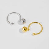 925 Silver Ball Beads Resizable Ring Linear Open Adjustable Ring