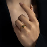 925 Silver Ball Beads Resizable Ring Linear Open Adjustable Ring