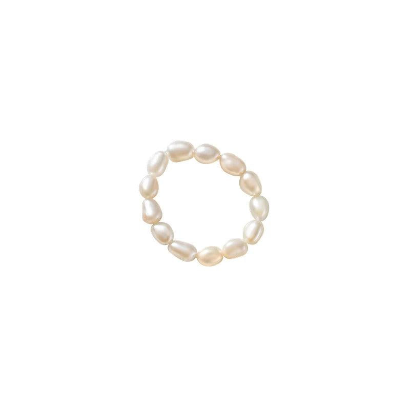 925 Silver Baroque Pearl Stretch Ring for Women