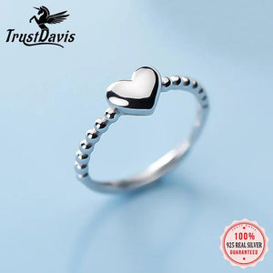TrustDavis 925 Silver Sweet Beads Open Finger Ring Women Girl DA200