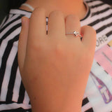 TrustDavis 925 Silver Sweet Beads Open Finger Ring Women Girl DA200
