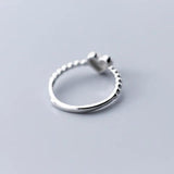 TrustDavis 925 Silver Sweet Beads Open Finger Ring Women Girl DA200