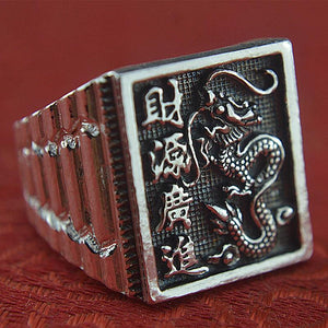Retro Sterling Silver Dragon Ring for Men