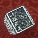 Retro Sterling Silver Dragon Ring for Men
