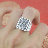 Retro Sterling Silver Dragon Ring for Men