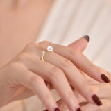 Real Freshwater Pearl Zircon Ring 18K Plating Women Jewelry