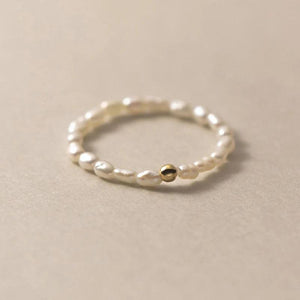 925 Silver Rice Grain Pearl Ring Adjustable Women's Fine Jewelry