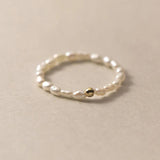 925 Silver Rice Grain Pearl Ring Adjustable Women's Fine Jewelry