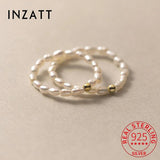 925 Silver Rice Grain Pearl Ring Adjustable Women's Fine Jewelry
