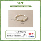 925 Silver Rice Grain Pearl Ring Adjustable Women's Fine Jewelry