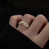 925 Silver Rice Grain Pearl Ring Adjustable Women's Fine Jewelry
