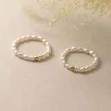 925 Silver Rice Grain Pearl Ring Adjustable Women's Fine Jewelry