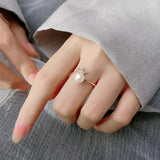 925 Silver Zircon Pearl Crown Ring Women Wedding Jewelry Gift