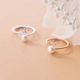 925 Silver Zircon Pearl Crown Ring Women Wedding Jewelry Gift