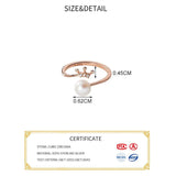 925 Silver Zircon Pearl Crown Ring Women Wedding Jewelry Gift