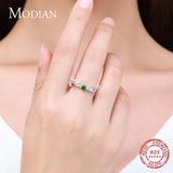 925 Silver Feather Rings Angel Wings Green Crystal Wedding Jewelry