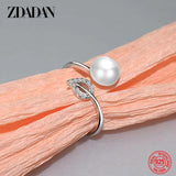 925 Silver Pearl Adjustable Ring Wedding Jewelry