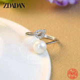 925 Silver Pearl Adjustable Ring Wedding Jewelry