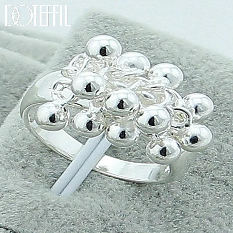925 Silver Grape Beads Ring for Women Engagement Party
