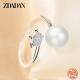 925 Sterling Silver Crown Pearl Ring Wedding Jewelry