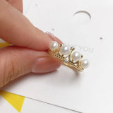 Vintage Pearl Ring 14K Filled Crown Real Natural Pearls Engagement Ring