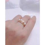Vintage Pearl Ring 14K Filled Crown Real Natural Pearls Engagement Ring