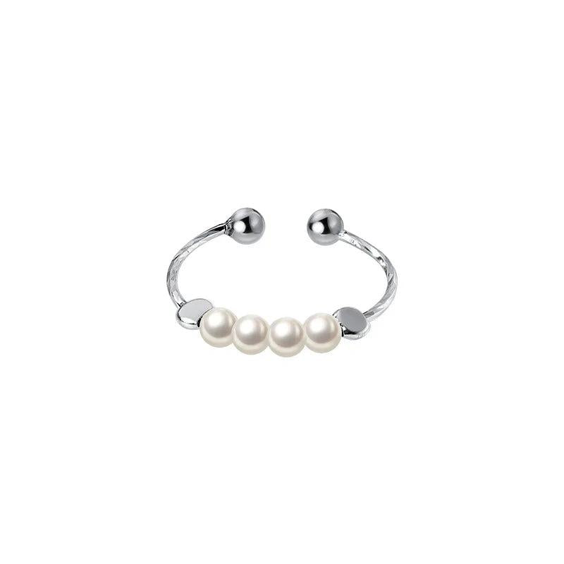 925 Sterling Silver Pearl Bead Finger Ring for Women