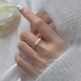 925 Sterling Silver Pearl Bead Finger Ring for Women