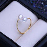 Freshwater Double Pearl Rings For Women Birthday Gift