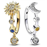 925 Silver Zircon Sun Ring Bead Earrings Star Wedding Gift