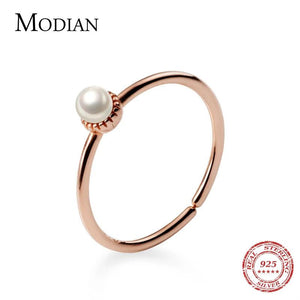3 Pearl Open Adjustable Silver 925 Ring for Women Slim Ring Fine Jewelry