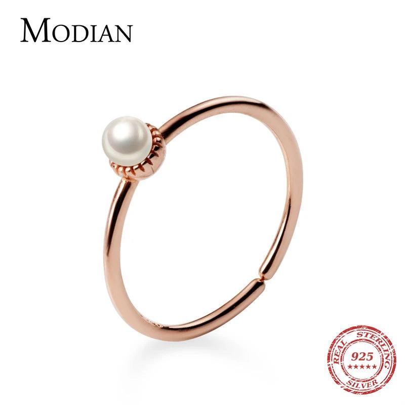 3 Pearl Open Adjustable Silver 925 Ring for Women Slim Ring Fine Jewelry