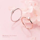 3 Pearl Open Adjustable Silver 925 Ring for Women Slim Ring Fine Jewelry