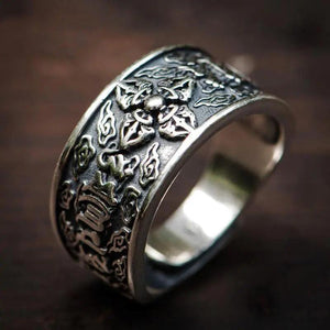 Hand-Carved Thai Silver Open Ring - Unique Bohemian Women's Jewelry