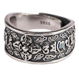 Hand-Carved Thai Silver Open Ring - Unique Bohemian Women's Jewelry