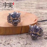 Sterling Silver Zodiac Dragon Ring, Open Design, Domineering Fortune