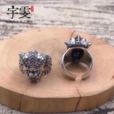 Sterling Silver Zodiac Dragon Ring, Open Design, Domineering Fortune