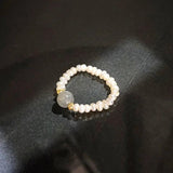 Freshwater Pearl & Strawberry Quartz Engagement Ring 14K Filled