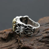 S925 Silver Crown Earl Cross Retro Men's Hipster Adjustable Ring