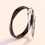 S925 Silver Couple Wave Cold Wind Ring Set