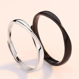 S925 Silver Couple Wave Cold Wind Ring Set
