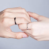 S925 Silver Couple Wave Cold Wind Ring Set