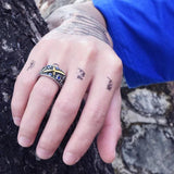 Star Retro Men's Ring Japanese Hip Hop Titanium Steel