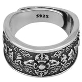 S925 Silver Chinese Retro Couple Opening Adjustable Ring