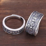 S925 Silver Chinese Retro Couple Opening Adjustable Ring