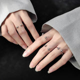 925 Sterling Silver Adjustable Rings Double Beads Geometric Finger Jewelry