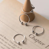 925 Sterling Silver Adjustable Rings Double Beads Geometric Finger Jewelry