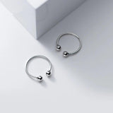 925 Sterling Silver Adjustable Rings Double Beads Geometric Finger Jewelry