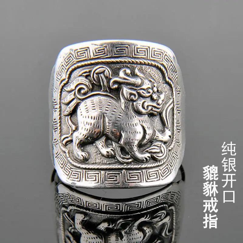 Vintage S999 Sterling Silver Ring Open Retro Men Women Ring Transfer Silver