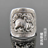 Vintage S999 Sterling Silver Ring Open Retro Men Women Ring Transfer Silver